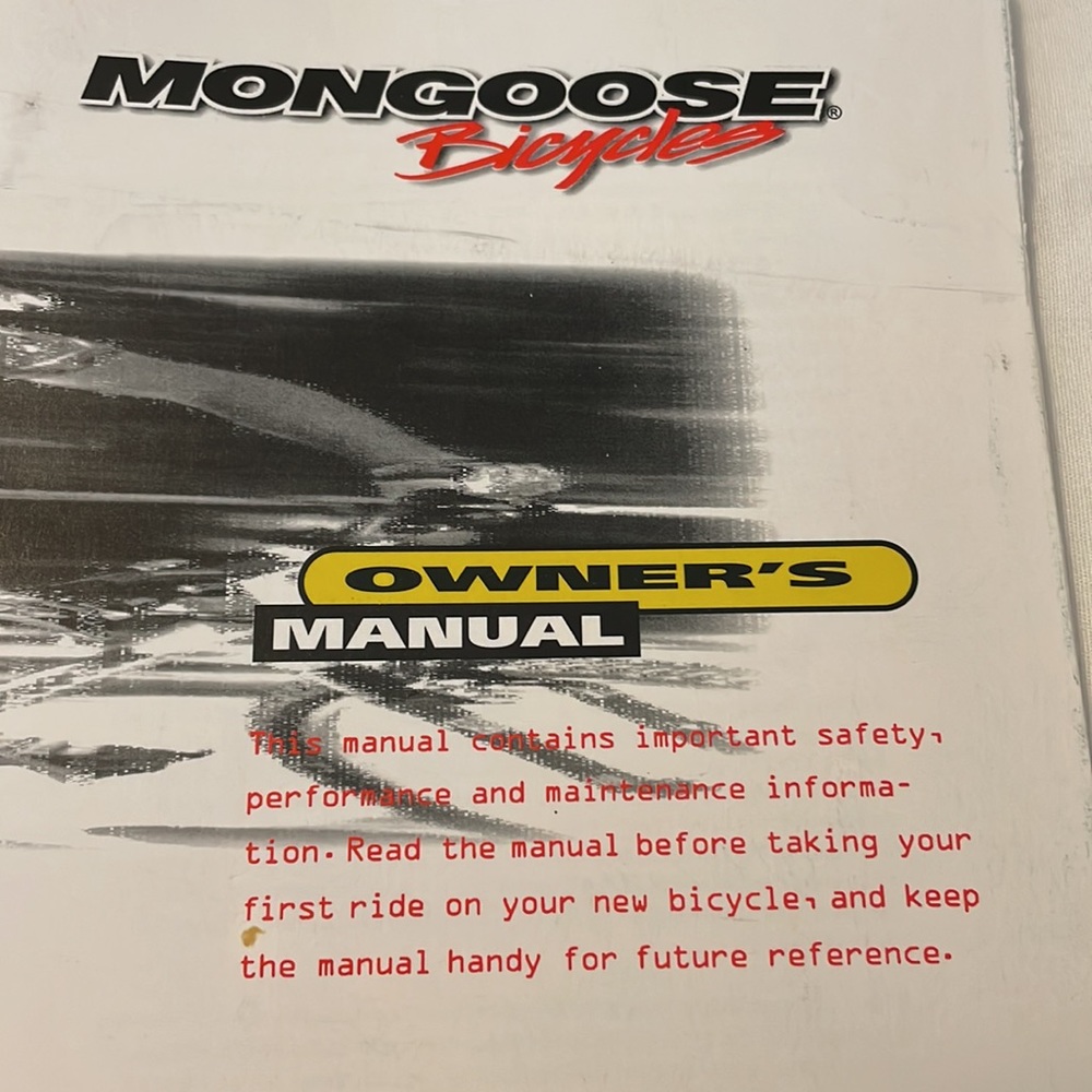 Mongoose Bicycle Bike Owner’s Manual for Multi-speed Bicycles 3rd Editio…